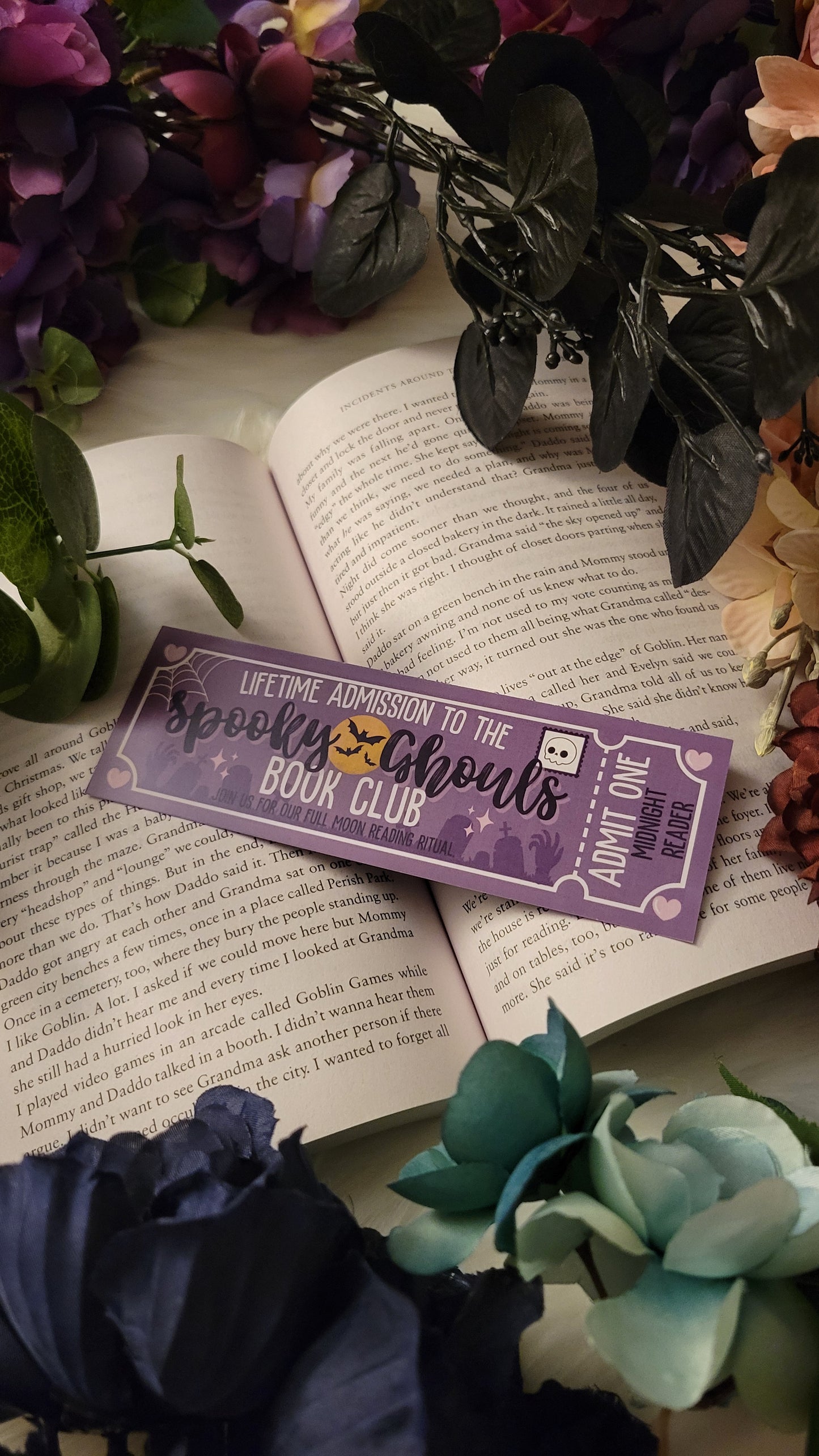 Spooky Ghouls Book Club Ticket Bookmark