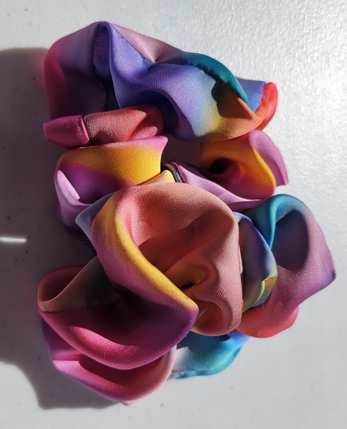 Rainbow Chiffon Scrunchie