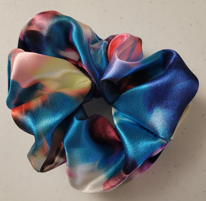 Blue Oasis Satin Scrunchie