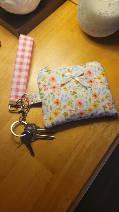 Pink Gingham - Wristlet Keychain