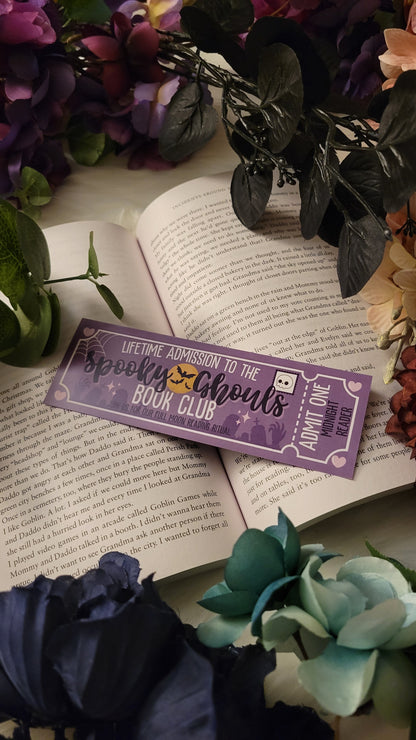 Spooky Ghouls Book Club Ticket Bookmark