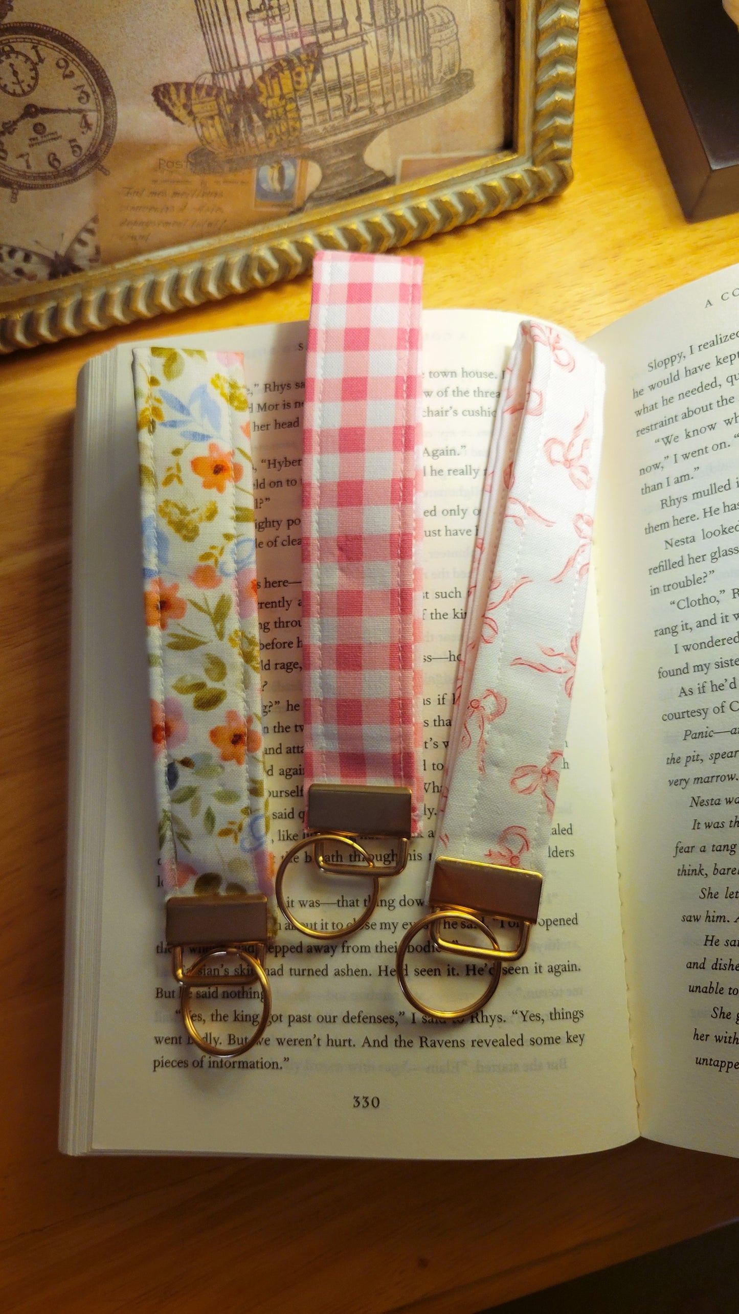 Pink Gingham - Wristlet Keychain