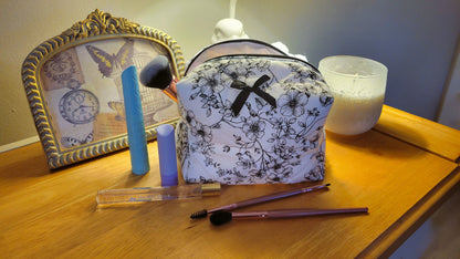 Black Floral - Makeup Bag