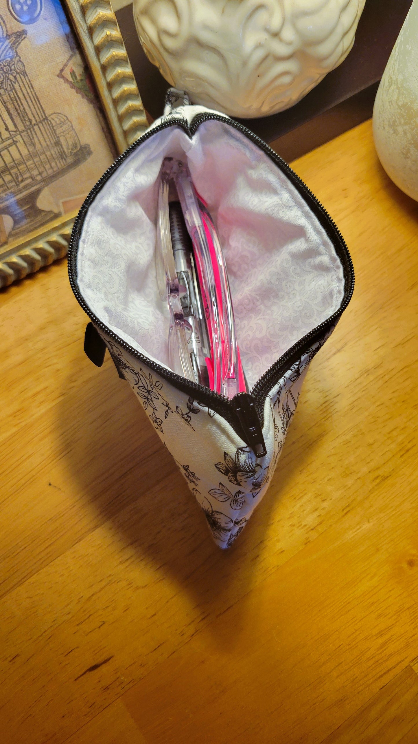 Black Floral Pencil Case