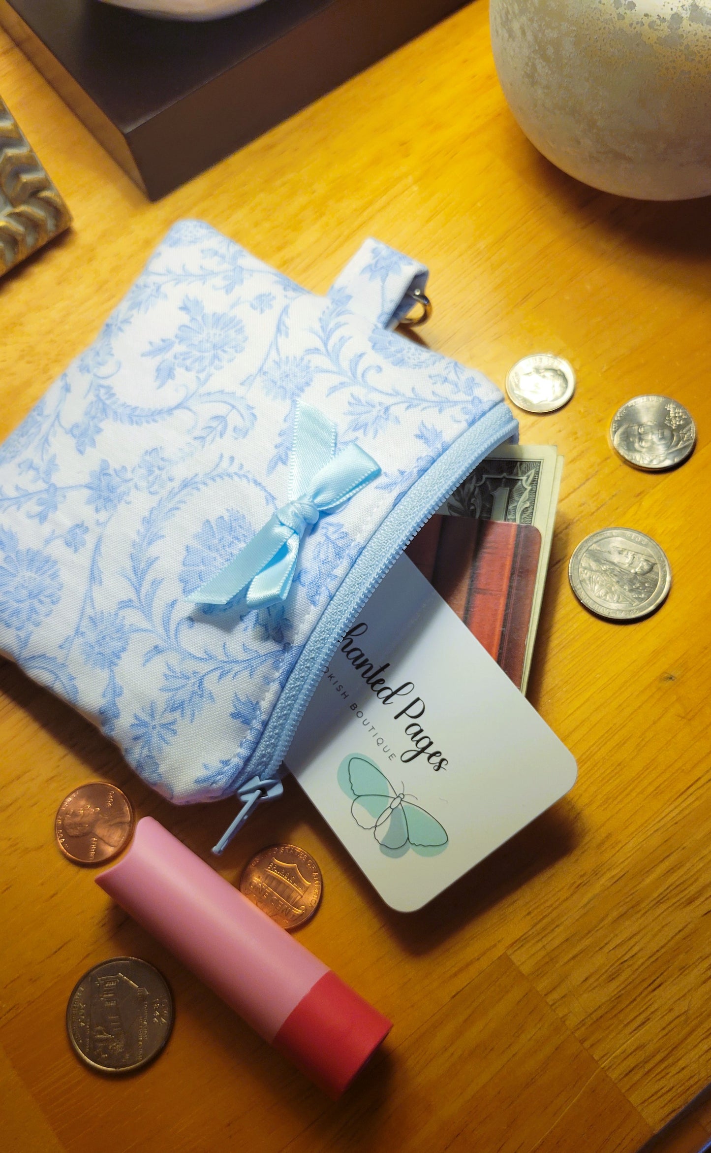 Blue Floral Mini Wallet