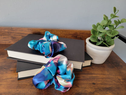 Blue Oasis Satin Scrunchie