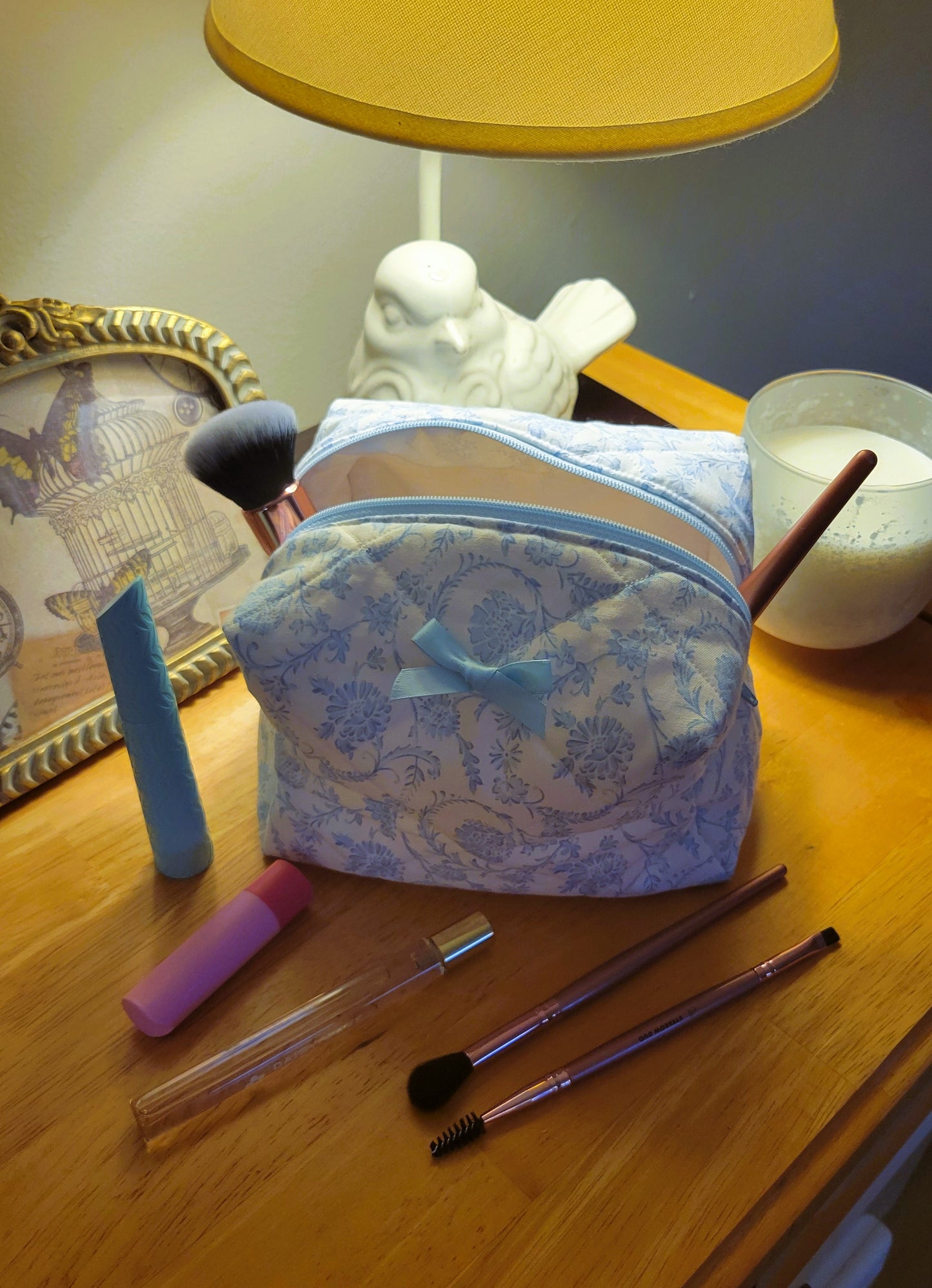 Blue Floral - Makeup Bag