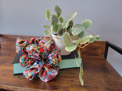Vibrant Floral Satin Scrunchies