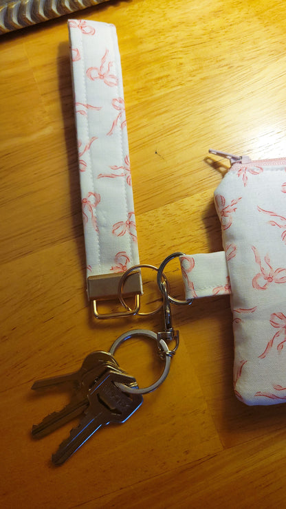 Pink Bows - Wristlet Keychain
