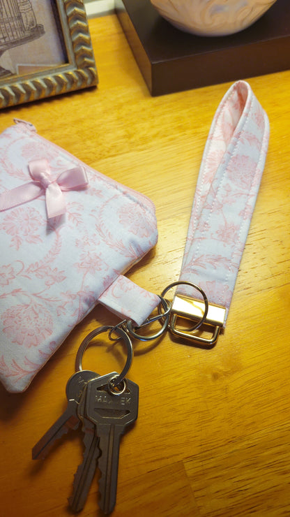 Pink Floral - Wristlet Keychain