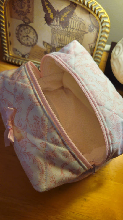 Pink Floral - Makeup Bag