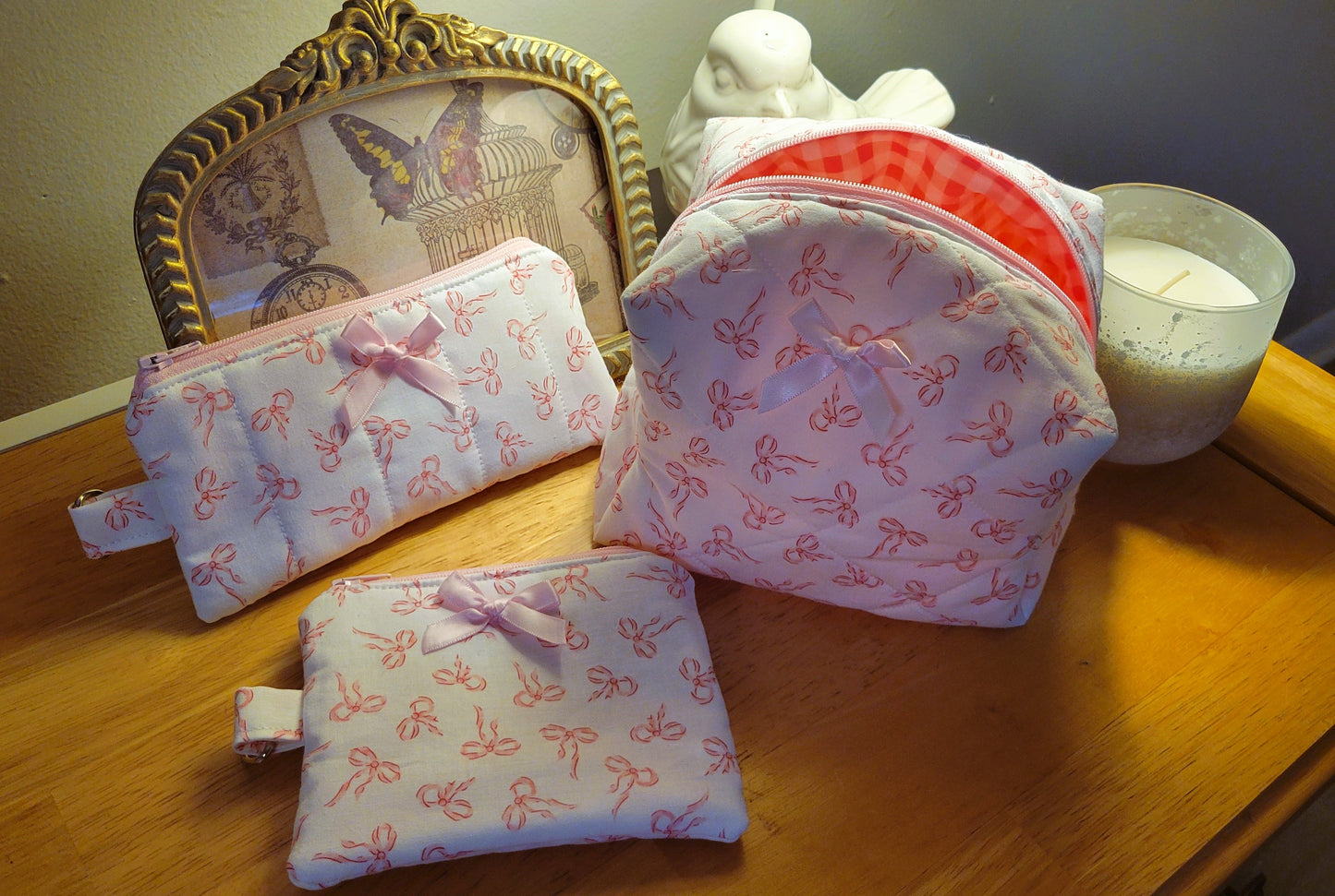 Pink Bows - Makeup Bag