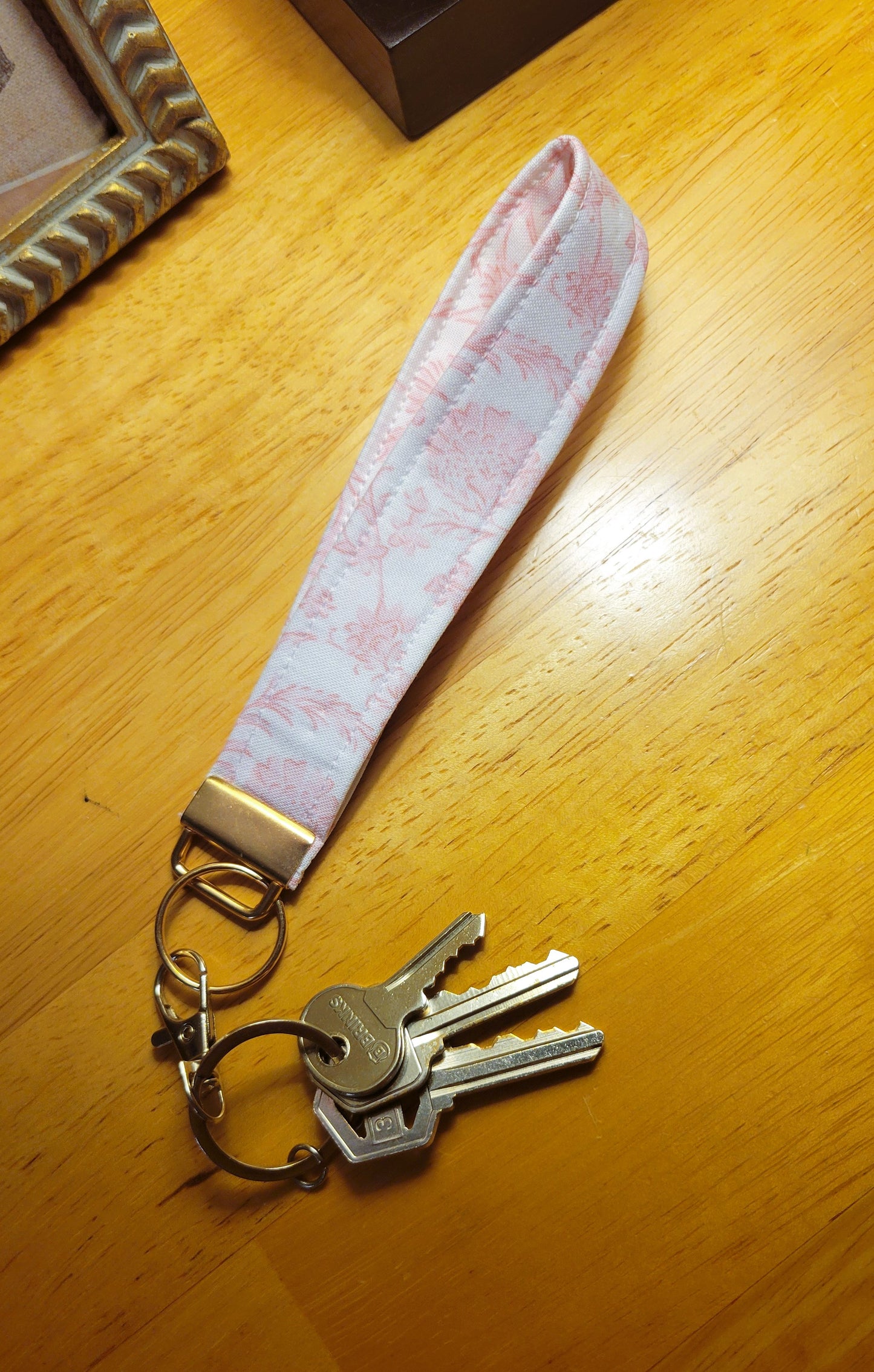 Pink Floral - Wristlet Keychain