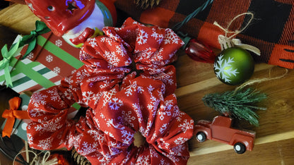 Snowfall Red Scrunchie – Christmas Collection