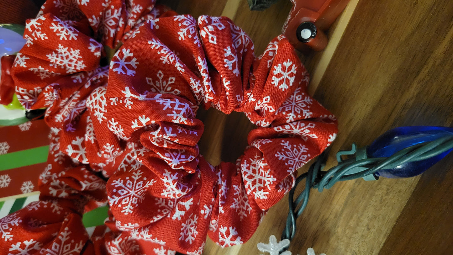 Snowfall Red Scrunchie – Christmas Collection