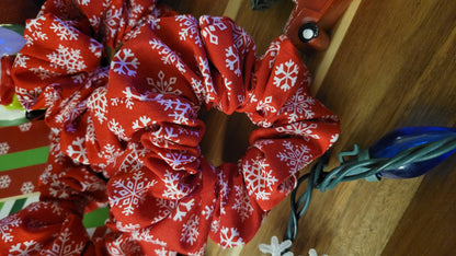 Snowfall Red Scrunchie – Christmas Collection