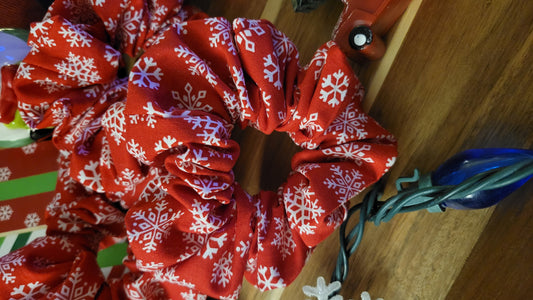 Snowfall Red Scrunchie – Christmas Collection