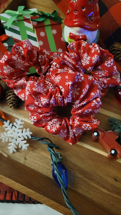 Snowfall Red Scrunchie – Christmas Collection