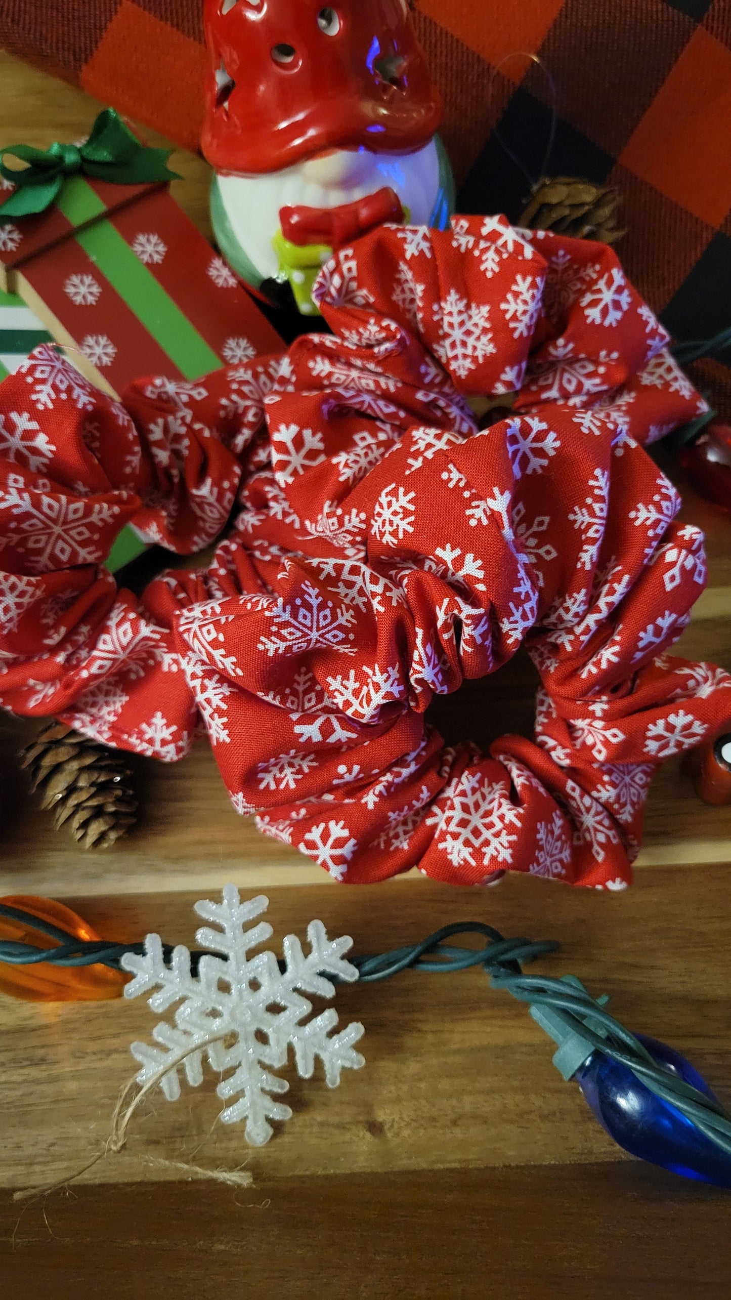 Snowfall Red Scrunchie – Christmas Collection